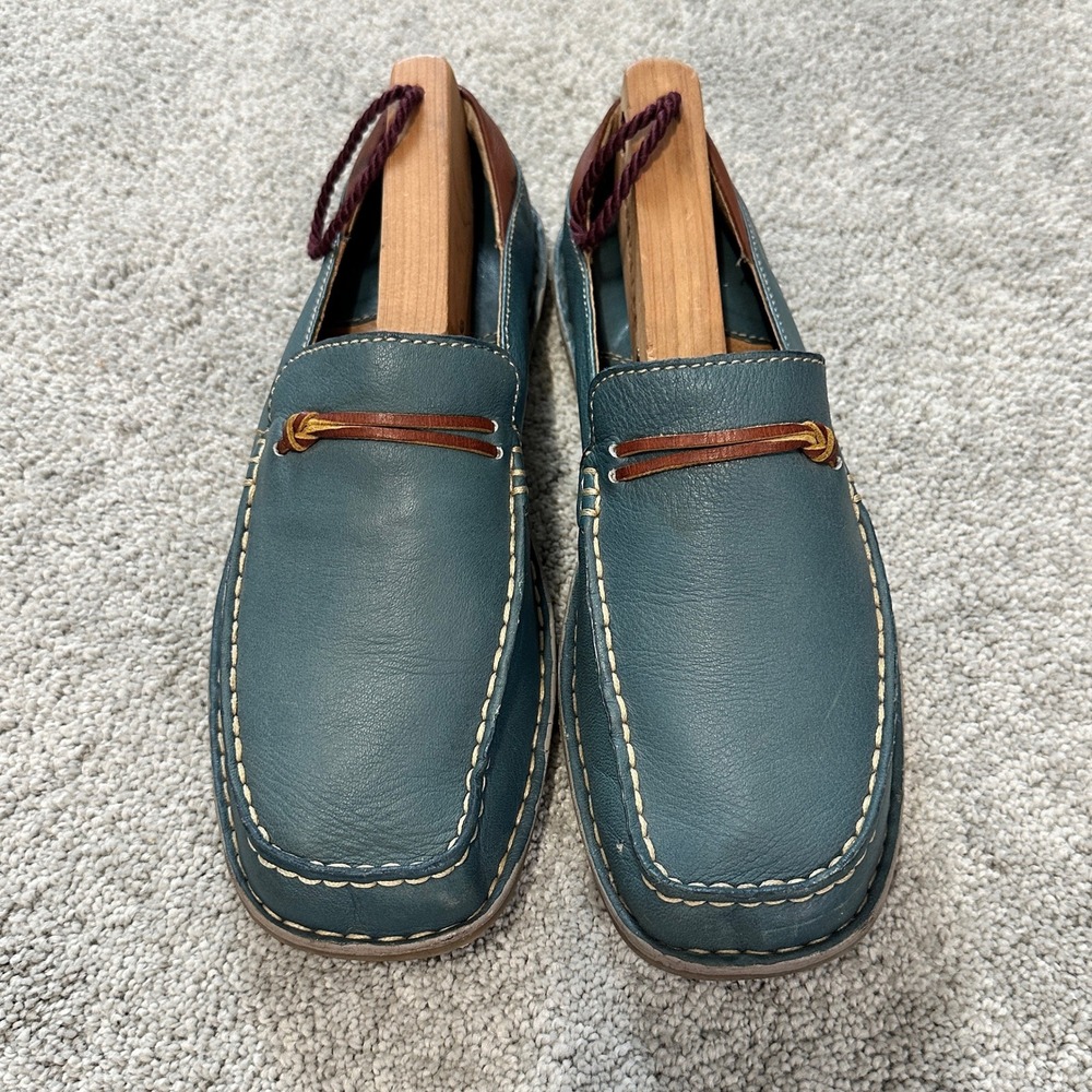 Born W4860 Loafers Womens 7.5 Teal Blue Leather Driving Moccasins Excellent